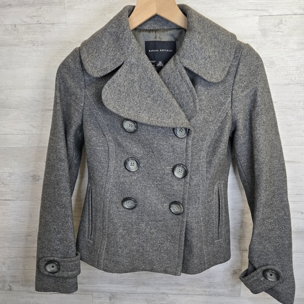 Banana Republic Charcoal Double-Breasted Peacoat